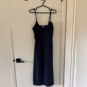 Wilfred crepe midi dress navy blue